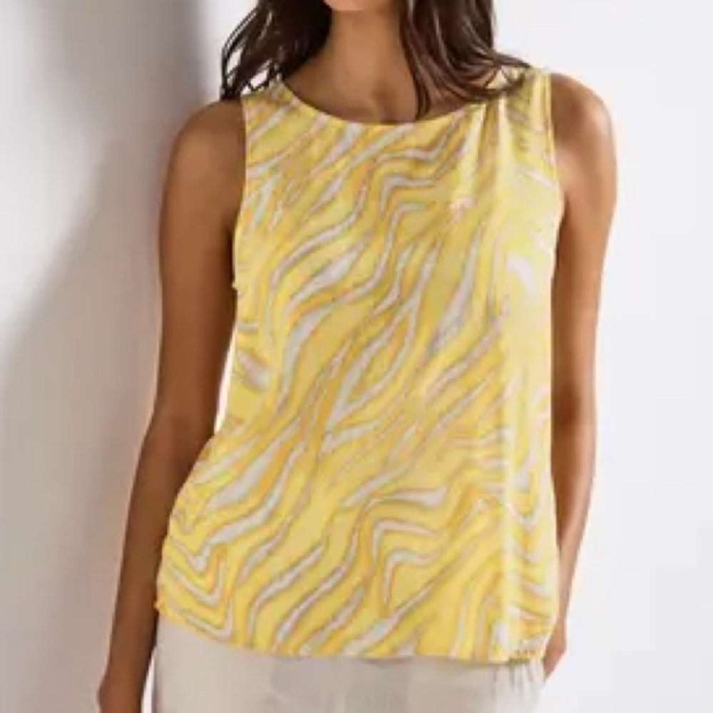 Sunlit Wave Print Yellow Sleeveless Camisole
